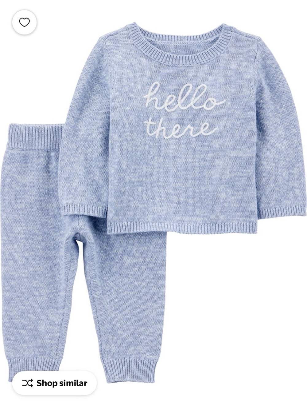 Carter's Size Newborn “Hello There” Blue Knit Baby Sweater Set NWT